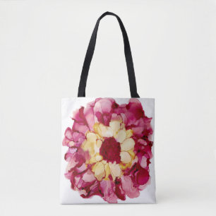 Tote Bag Fleur Abstraite rouge et jaune Fourre-tout