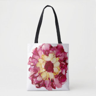 Tote Bag Fleur Abstraite rouge et jaune Fourre-tout