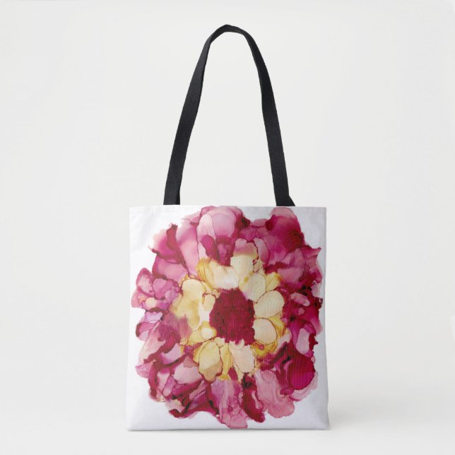 Tote Bag Fleur Abstraite rouge et jaune Fourre-tout (Devant)