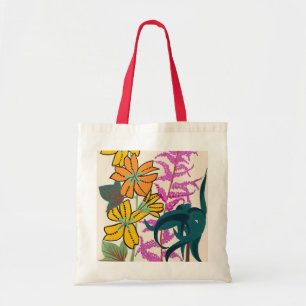 Tote Bag Fleur Art Déco vibrante magenta et orange