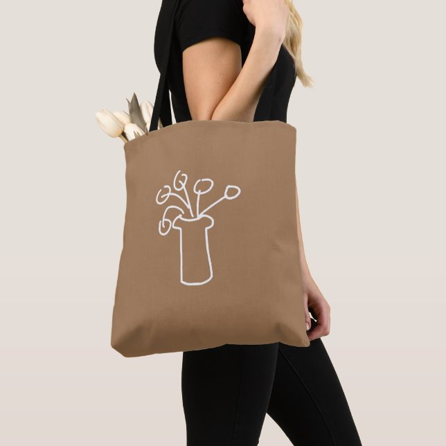 Tote Bag Fleur blanche moderne contart (De près)
