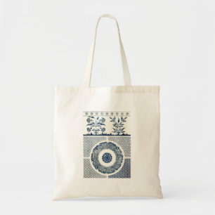 Tote Bag Fleur Bleue Blanche Chinoise Ronde
