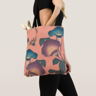 Tote Bag Fleur d'abeille rose Art classique Hokusai