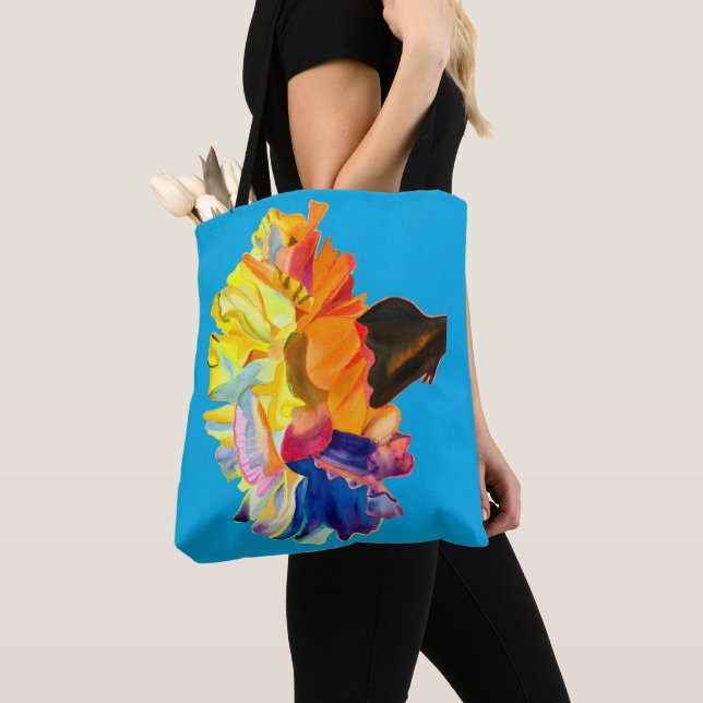 Tote Bag Fleur d'aquarelle couleur carnation (De près)
