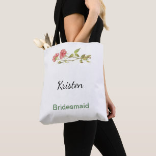 Tote Bag Fleur d'aquarelle rose et vert