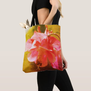 Tote Bag Fleur d'aquilegia rose en gros plan   