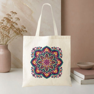 Tote Bag Fleur d'art populaire bohème