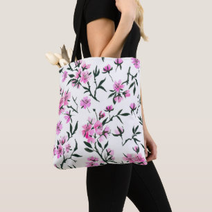Tote Bag Fleur de cerisier blanc sur blanc