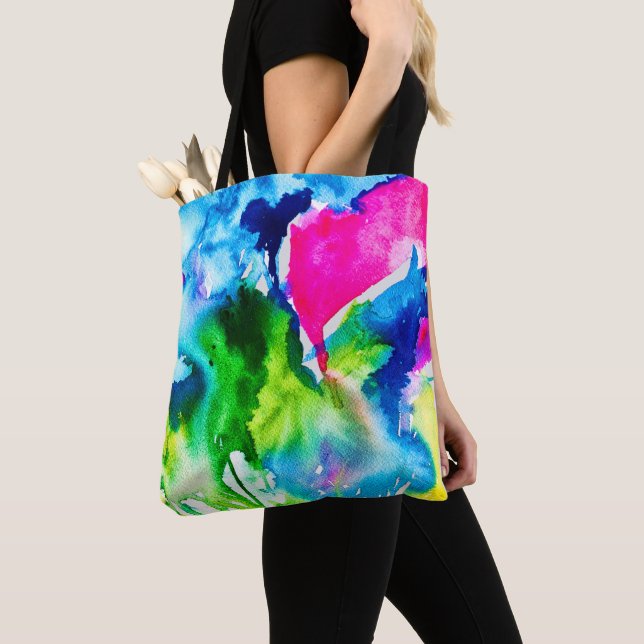 Tote Bag Fleur de cyclamen rose Aquarelle abstraite (De près)