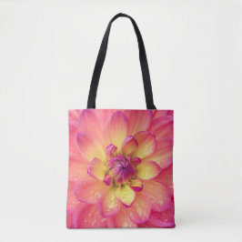 Tote Bag Fleur de dahlia rose corail