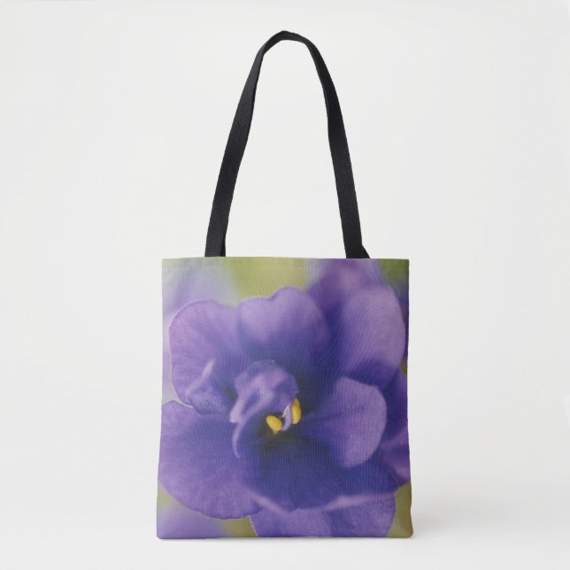 Tote Bag Fleur de fleurs bleues de Violet Saintpaulia Zoomé (Devant)