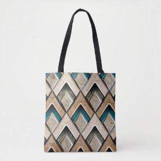 Tote Bag Fleur de fond en tuiles colorées, numérique, patte