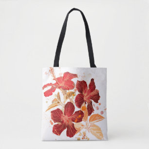 Tote Bag Fleur de ketmie - peinture 2 d'aquarelle