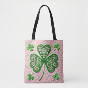 Tote Bag Fleur de lacets coquette trèfle Saint-Patrick 