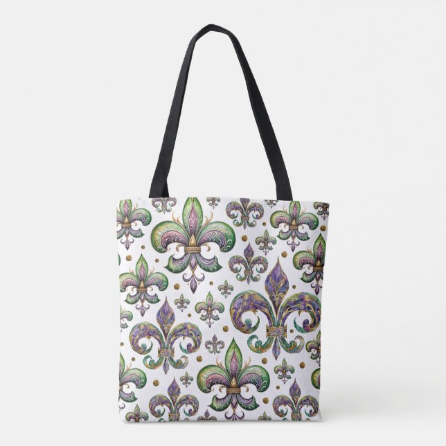 Tote Bag Fleur de Lis Aquarelle Mardi Gras Vibe (Dos)
