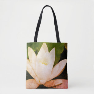 Tote Bag Fleur de lotus blanc, photo botanique