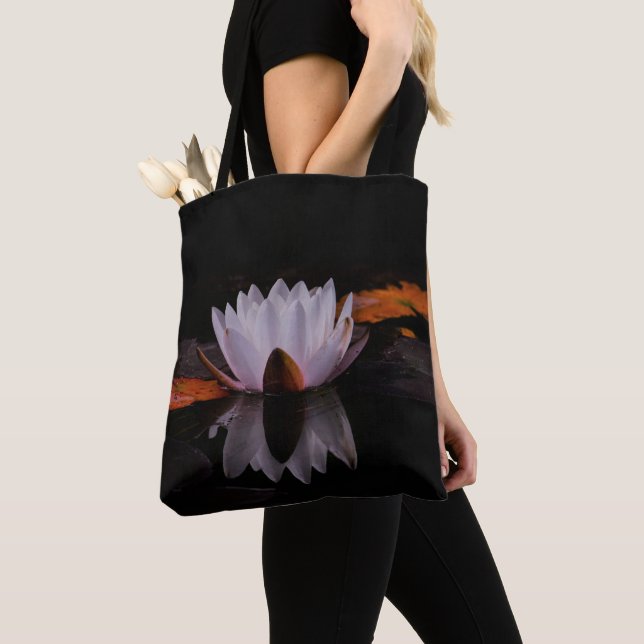 Tote Bag Fleur de lotus blanc zen (De près)