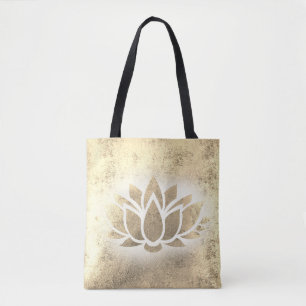 Tote Bag fleur de lotus dorées