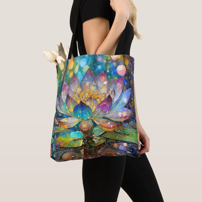 Tote Bag Fleur de lotus illuminée en fleurs (De près)
