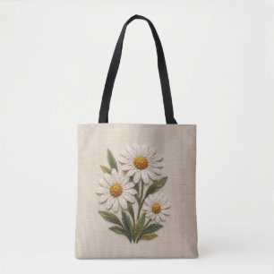 Tote Bag Fleur de marguerite brodée