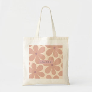 Tote Bag Fleur de Marguerite Rétro Rose Pâle Personnalisée