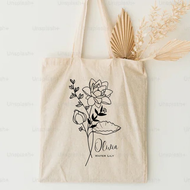 Tote Bag Fleur de mois de naissance personnalisée Boho juil (Créateur téléchargé)