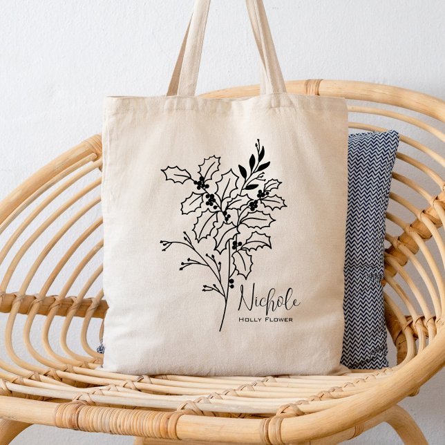Tote Bag Fleur de mois de naissance personnalisée Décembre  (Créateur téléchargé)