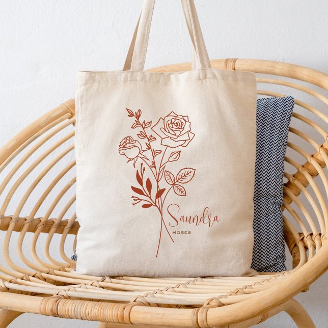 Tote Bag Fleur de mois de naissance personnalisée Juin Boho (Créateur téléchargé)