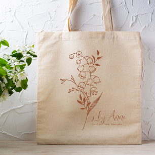 Tote Bag Fleur de mois de naissance personnalisée Mai Bohèm