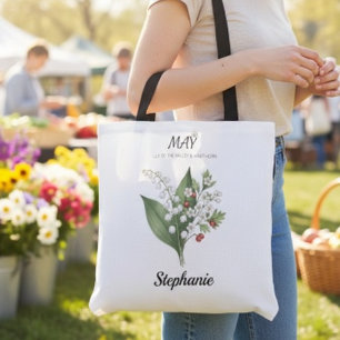 Tote Bag Fleur de naissance botanique de mai Anniversaire