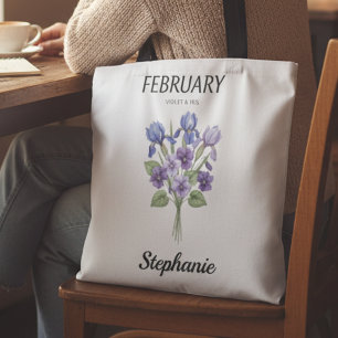 Tote Bag Fleur de naissance de février aquarelle Anniversai
