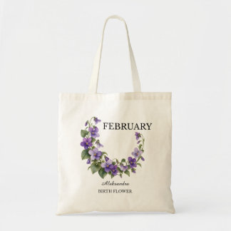 Tote Bag Fleur de naissance violette de février