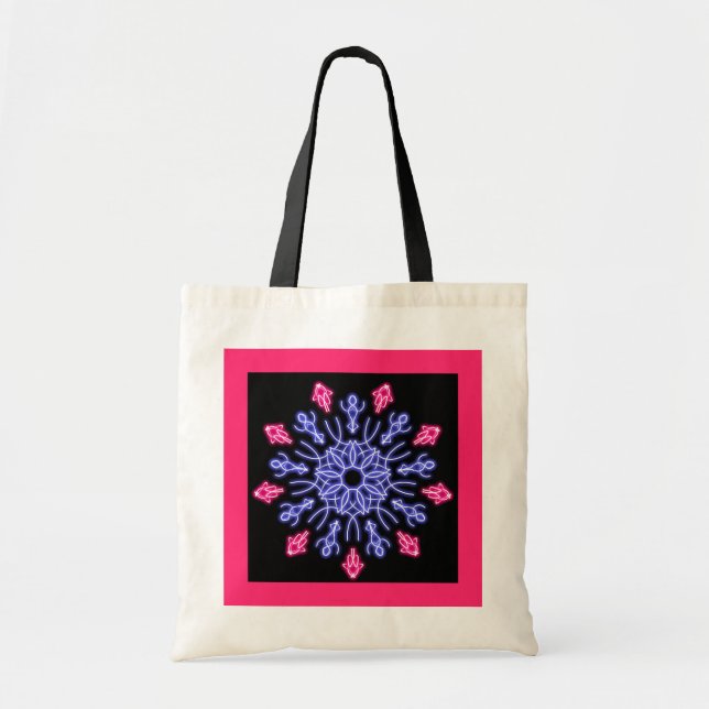 Tote Bag Fleur de néon bleu et rouge (Devant)
