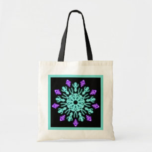 Tote Bag Fleur de néon pourpre et turquose