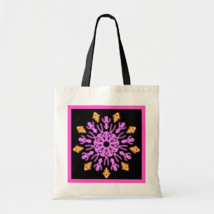Tote Bag Fleur de néon rose et orange
