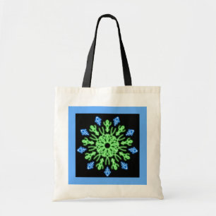Tote Bag Fleur de néon vert et bleu