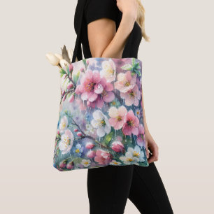 Tote Bag Fleur de pluie printanière aquarelle Cottagecore