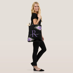Tote Bag fleur de rose bleu marine, Élégant Minimaliste Mod
