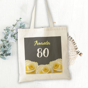 Tote Bag Fleur de rose jaune 80e anniversaire
