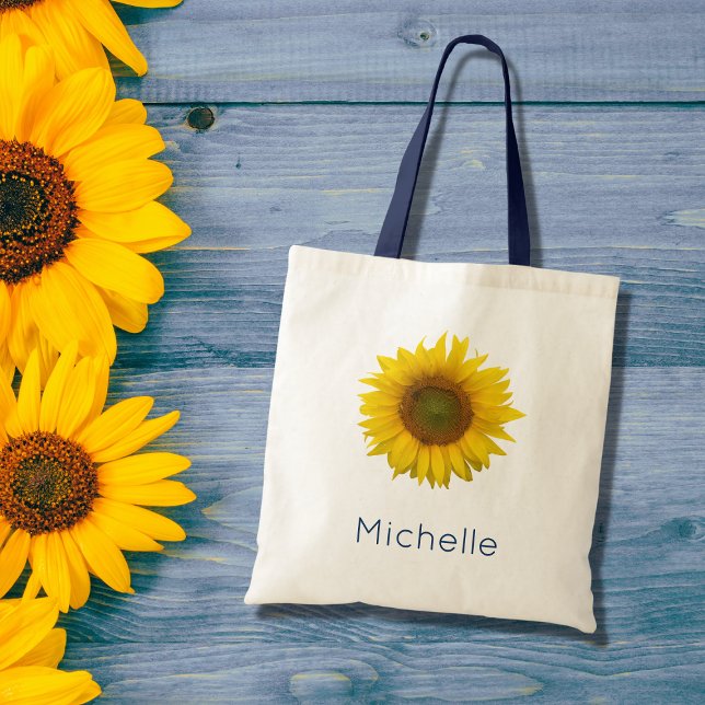 Tote Bag Fleur de soleil moderne Botanique Jaune Floral (Créateur téléchargé)
