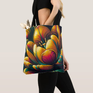Tote Bag Fleur de tulipe Abstraite rayonnante