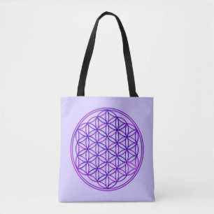 Tote Bag Fleur de vie / Blume des Lebens - bleu rose