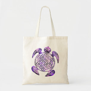 Tote Bag Fleur de vie / Blume des Lebens - tortue violet