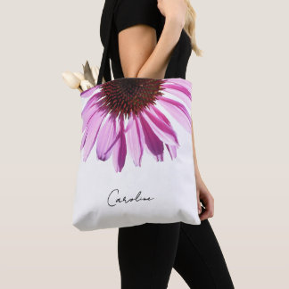 Tote Bag Fleur d'échinacée lavande violette personnalisée
