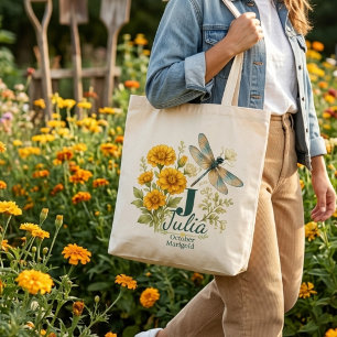 Tote Bag Fleur d'octobre Souci & Libellule
