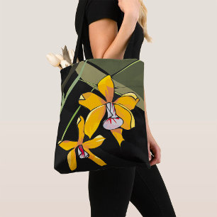 Tote Bag Fleur d'orchidée jaune Botanique Tropicale