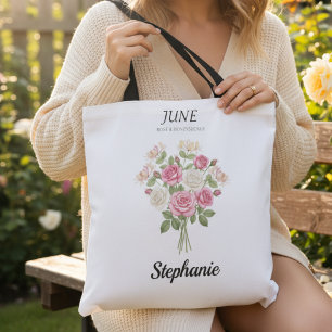 Tote Bag Fleur du mois de naissance de juin Cadeau grand-mè