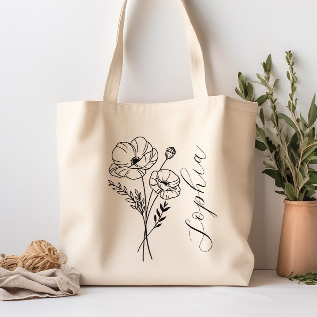 Tote Bag Fleur du mois de naissance personnalisée août (Créateur téléchargé)