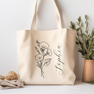 Tote Bag Fleur du mois de naissance personnalisée Septembre