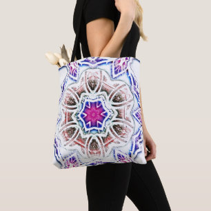 Tote Bag Fleur en texture plâtre, ombre douce sur blanc